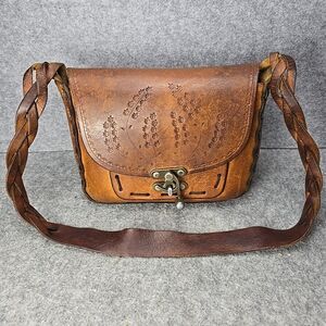 Vintage Brown Leather Crossbody Bag